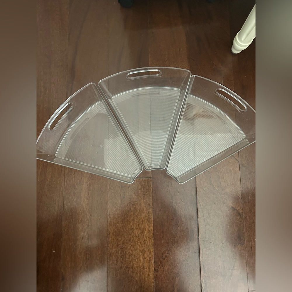Lot of 3 Clear Plastic Stackable Lazy Susan Containers - Perfect for Organizing
